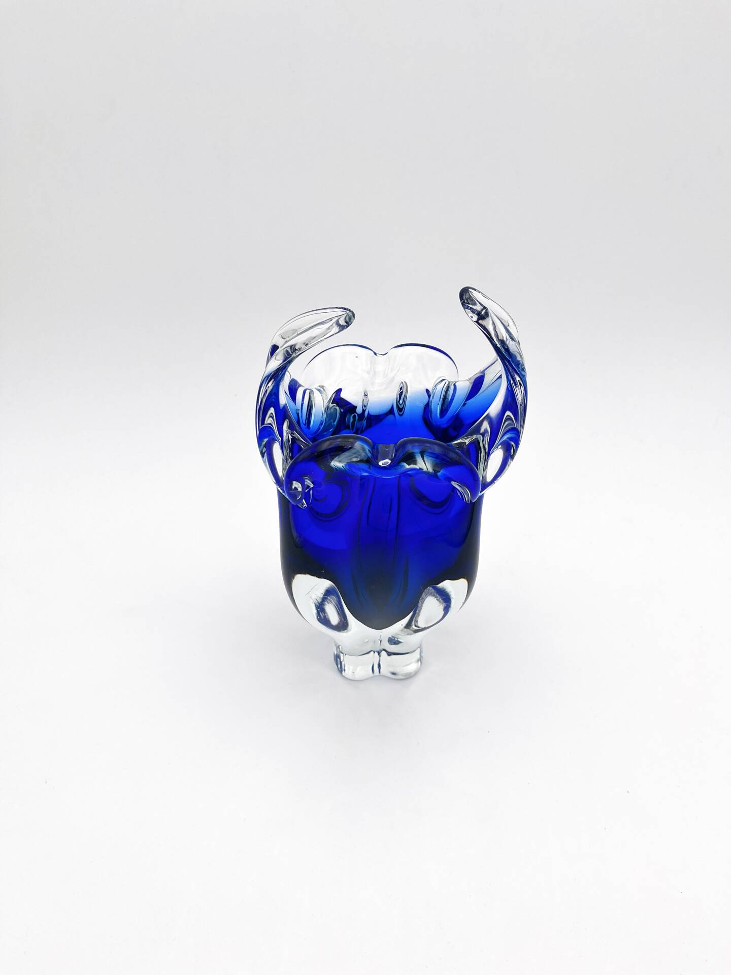 Vase Josef Hospodka Chribska Bohemia Cobalt Blue Glass 1960