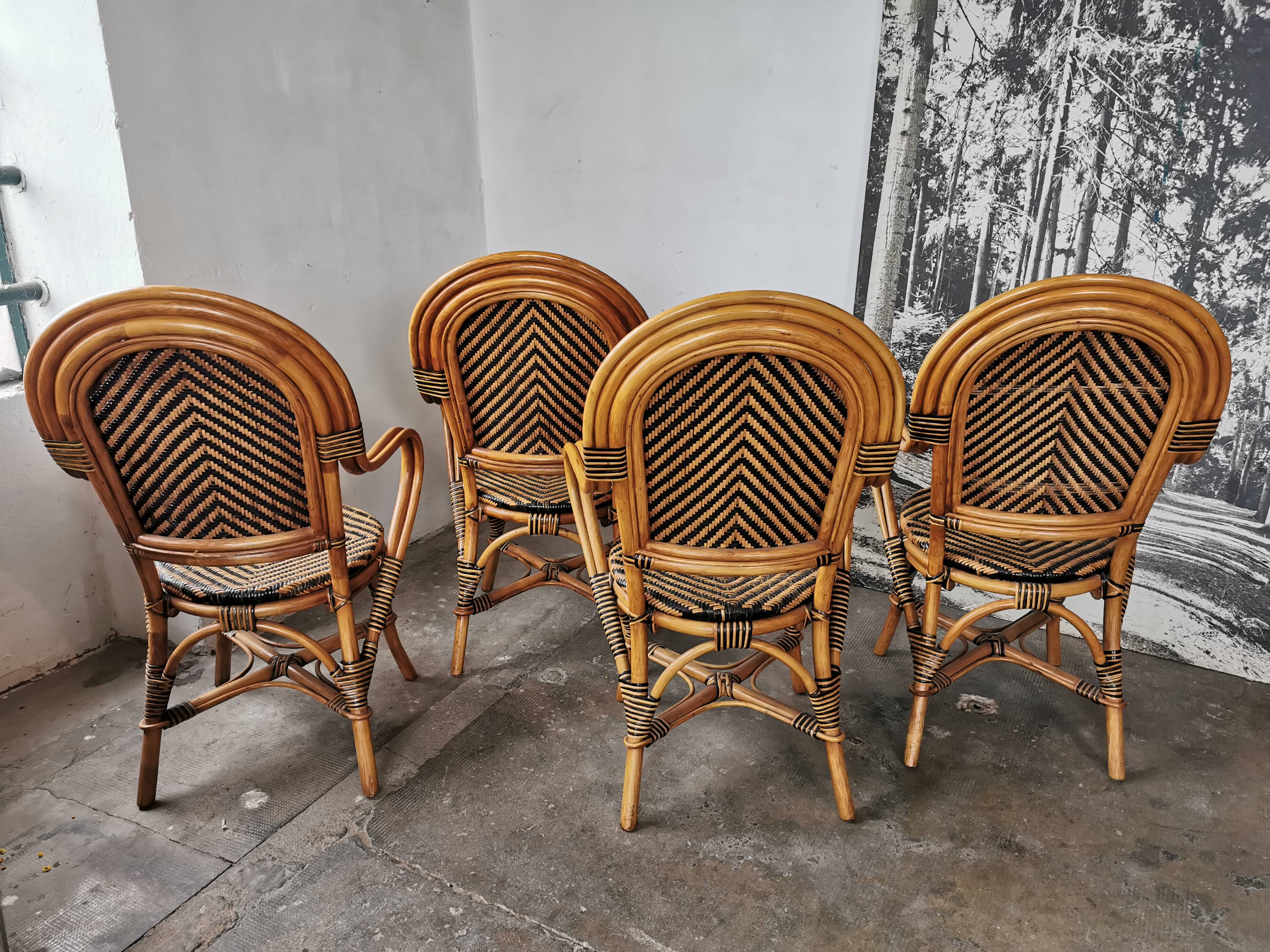 Set de 4 fauteuils en rotin