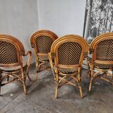 Set of 4 rattan armchairs
