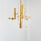 Chandelier in brass and crystal 1960