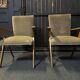 Pair of compass leg armchairs in velvet from the 1950s.