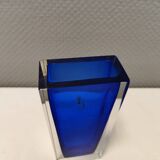 Small delicious glass vase in double layer glass (transparent and blue)