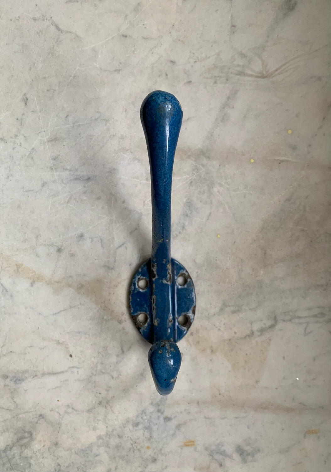 Blue enamelled cast iron hook