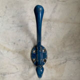 Blue enamelled cast iron hook