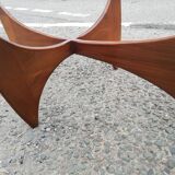 Oval Teak Astro Coffee Table with Glass Top by Victor Wilkins for G-Plan, 1960s