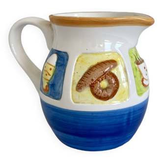 Vintage pitcher slip small handmade ceramic breakfast pattern