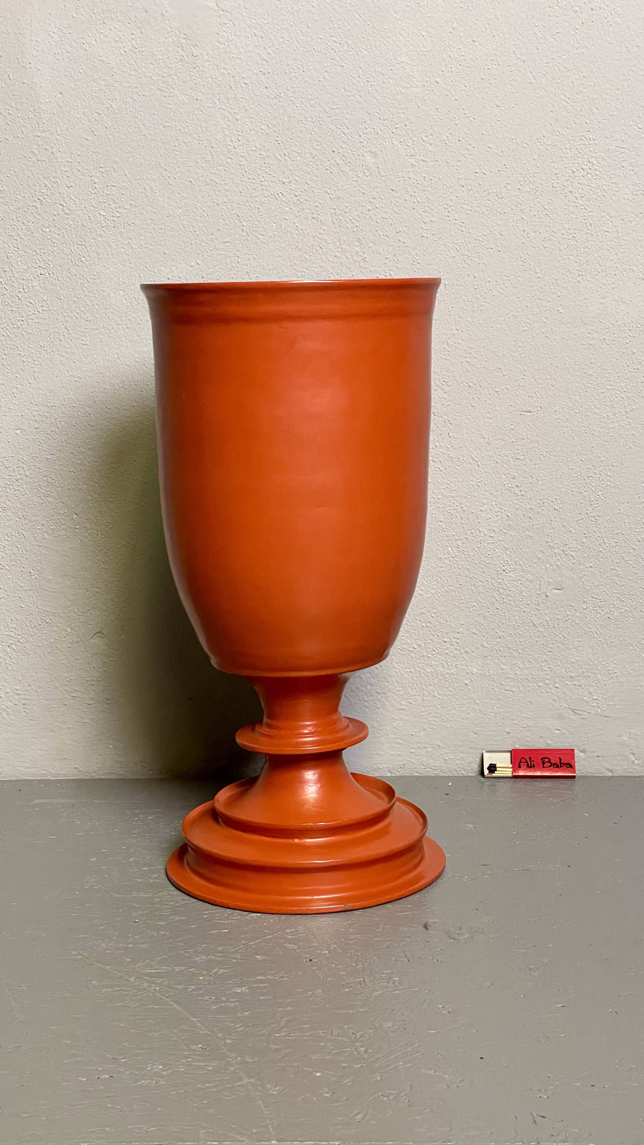 Large Decorative Orange-Red Vase