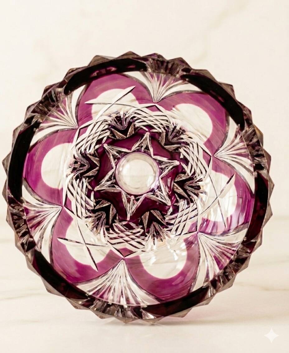 Val Saint Lambert vase in cut ruby double crystal – circa 1920-1950
