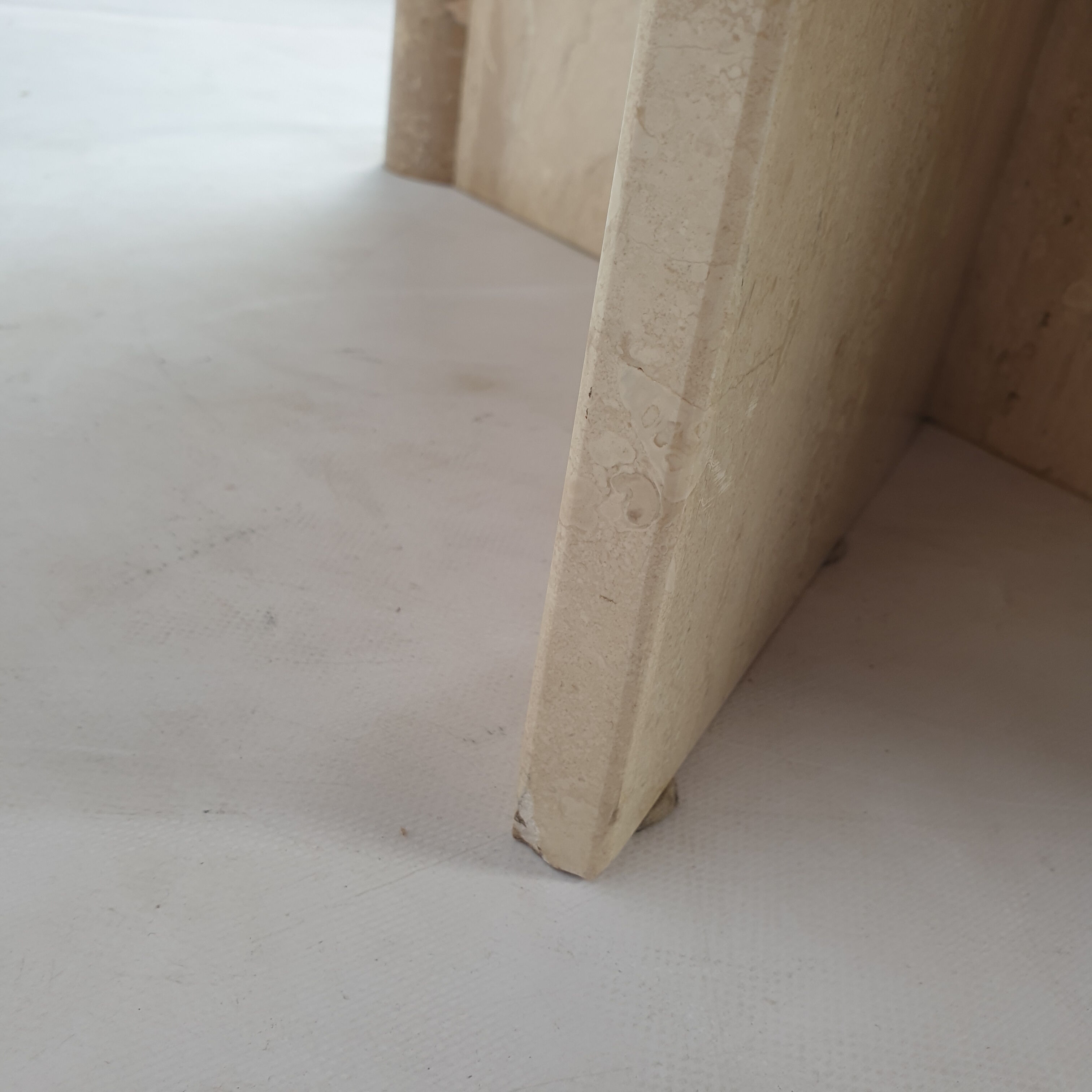 Italian travertine and glass coffee table, 1980