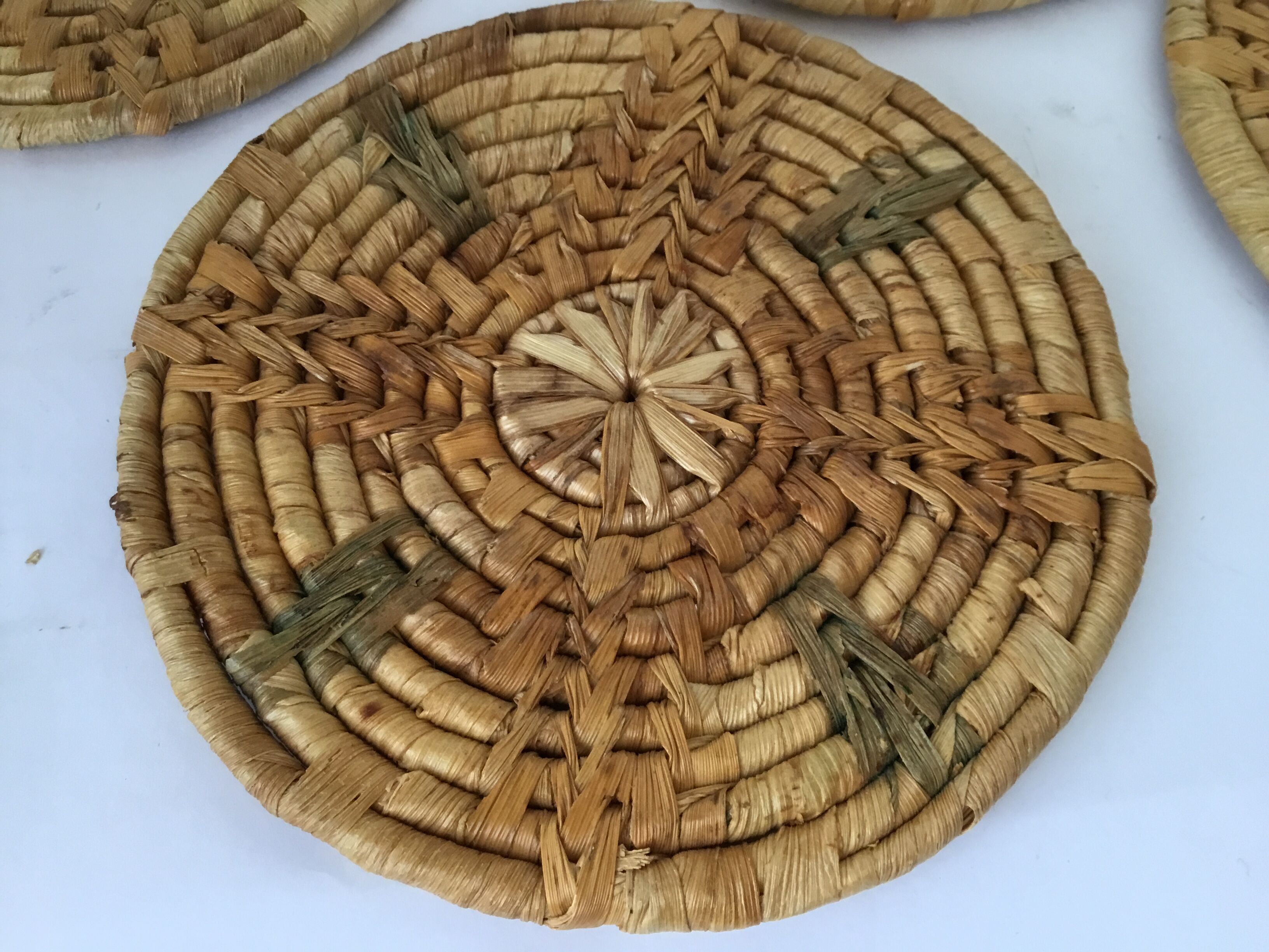 6 braided wicker glass bottoms