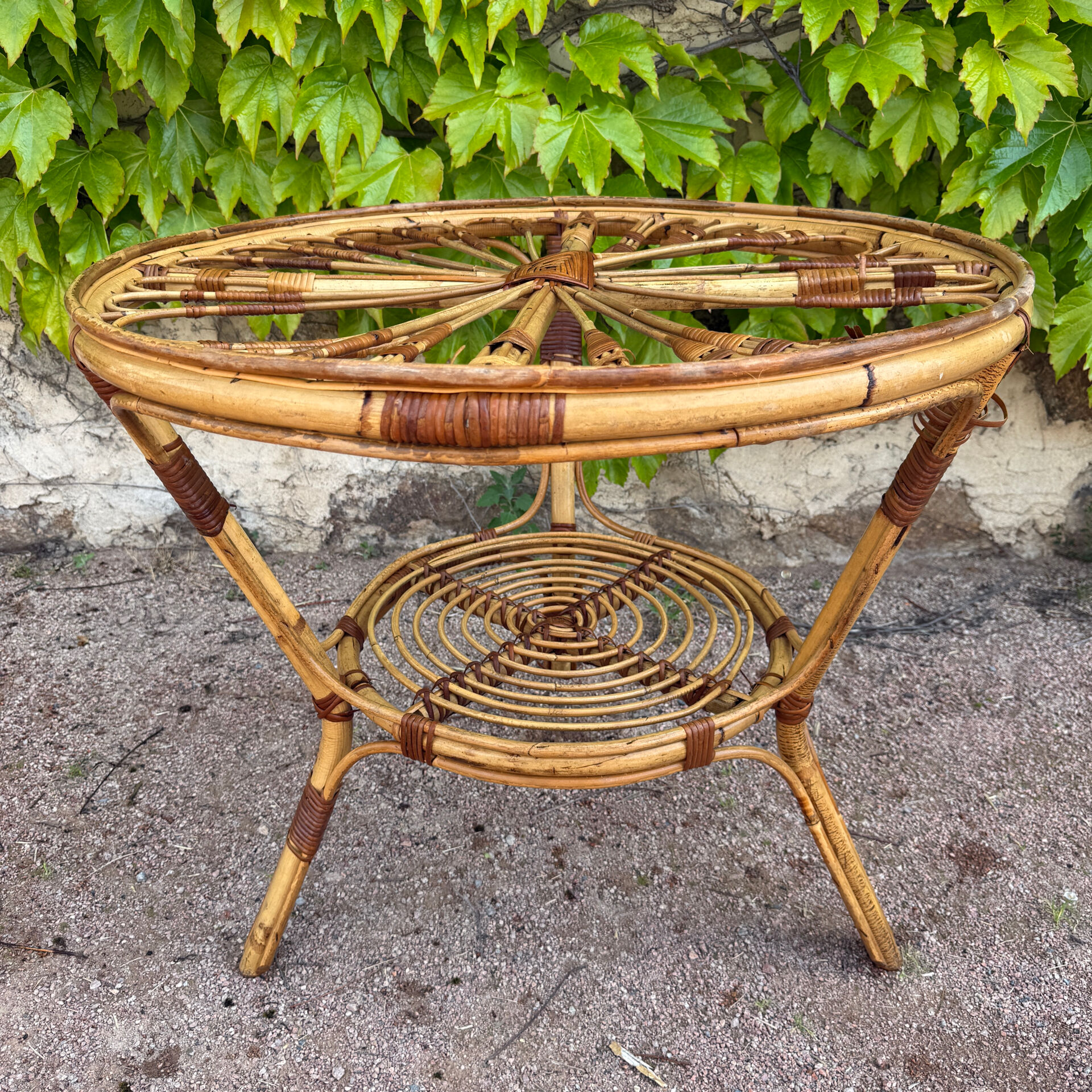 1950s rattan table from France
