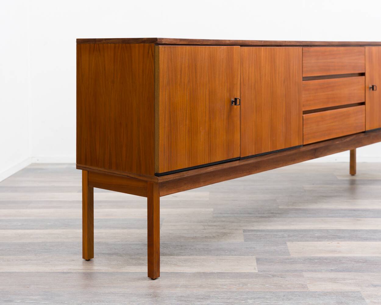 1960s walnut enfilade, sleek design, restored.