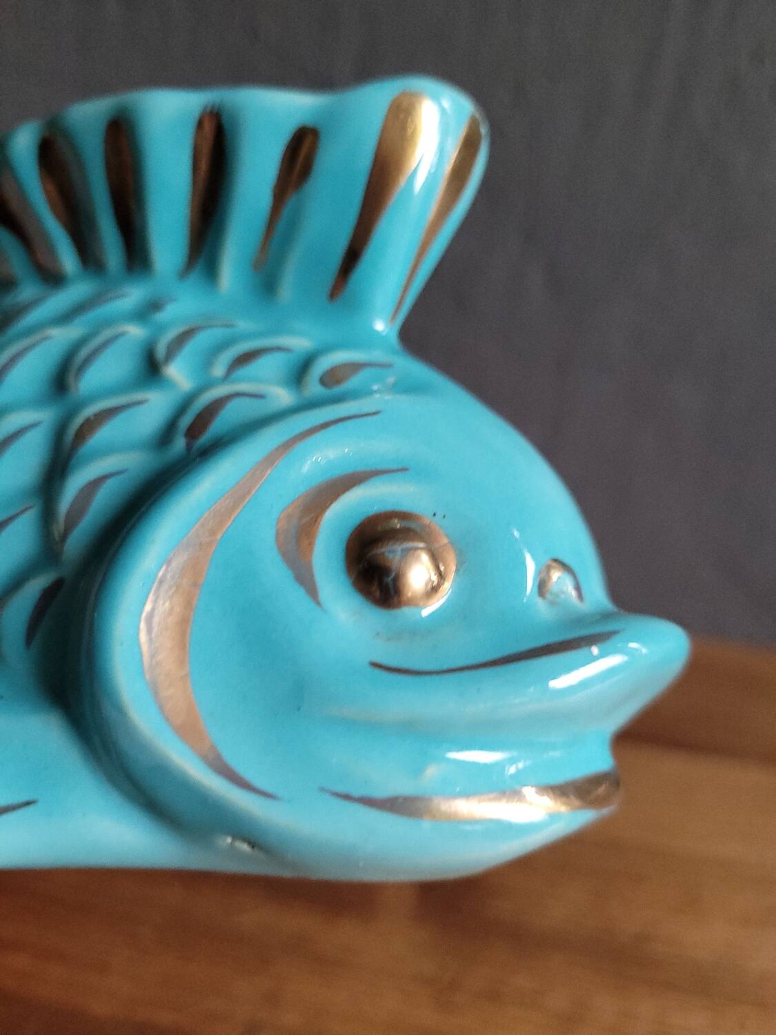 Fish Turquoise Vase 1950 Paby