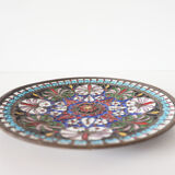 Enamelled brass mandala wall circle