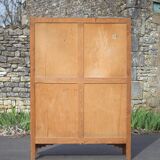Armoire bois art déco avec vitre cathédrale, meuble de rangement bois, armoire vintage, déco