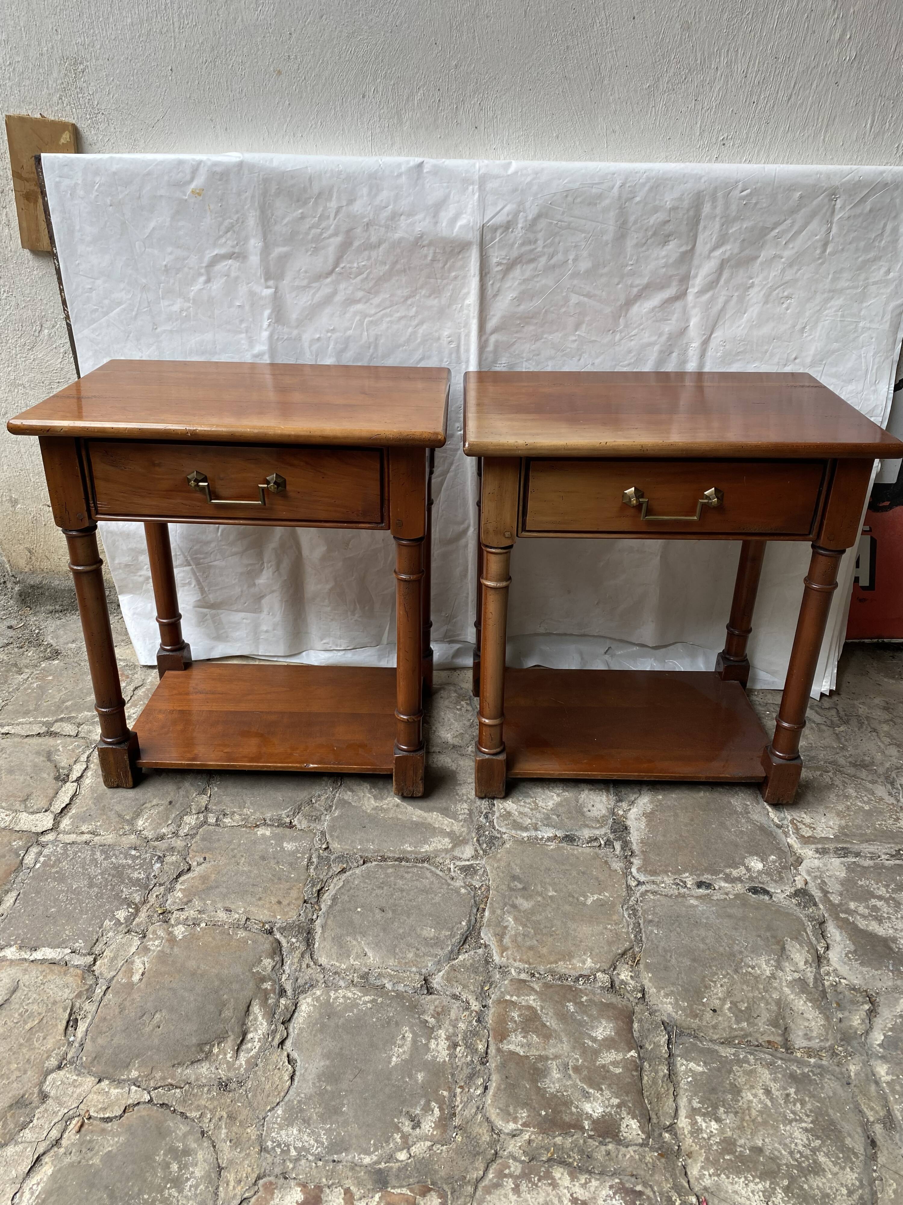 Pair of cherry wood side tables