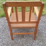 Scandinavian armchair of the 50s in cherry tree sitting in rope