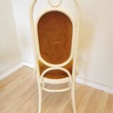 Vintage Thonet Bentwood Dining Chair: White Wood, Yellow Fabric, 1970s Yugo