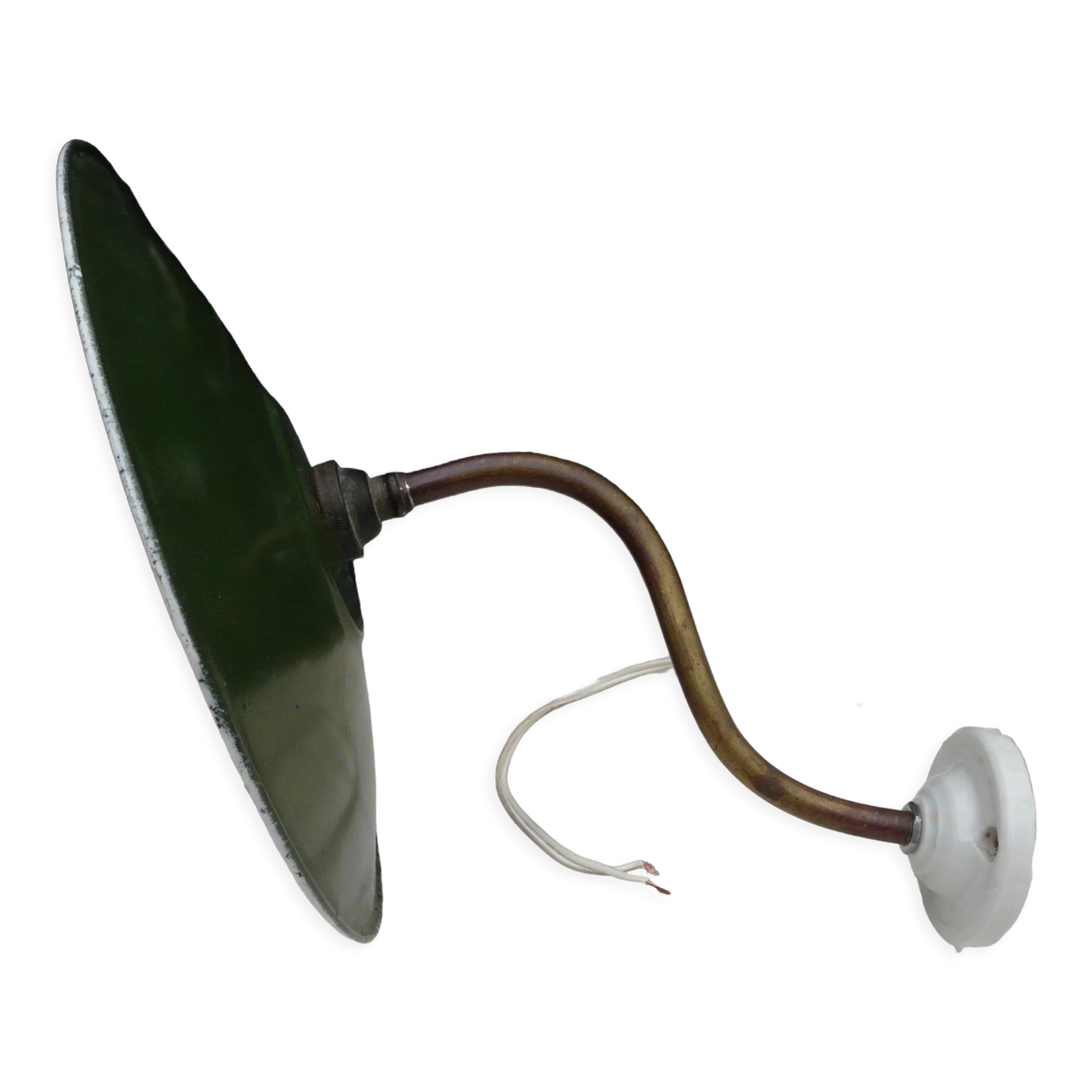 Industrial wall lamp in gooseneck sheet porcelain base