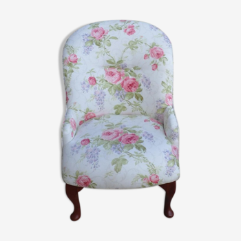 Fauteuil en tissu et en bois du milieu du siècle, années 1950