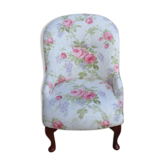 Fauteuil en tissu et en bois du milieu du siècle, années 1950