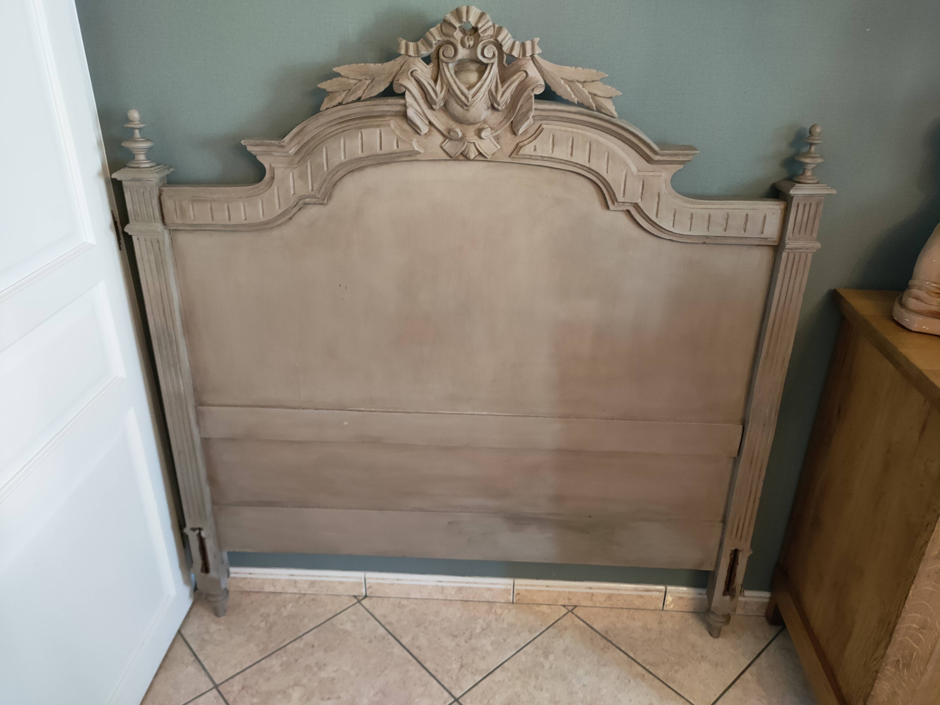 Antique painted wooden headboard
