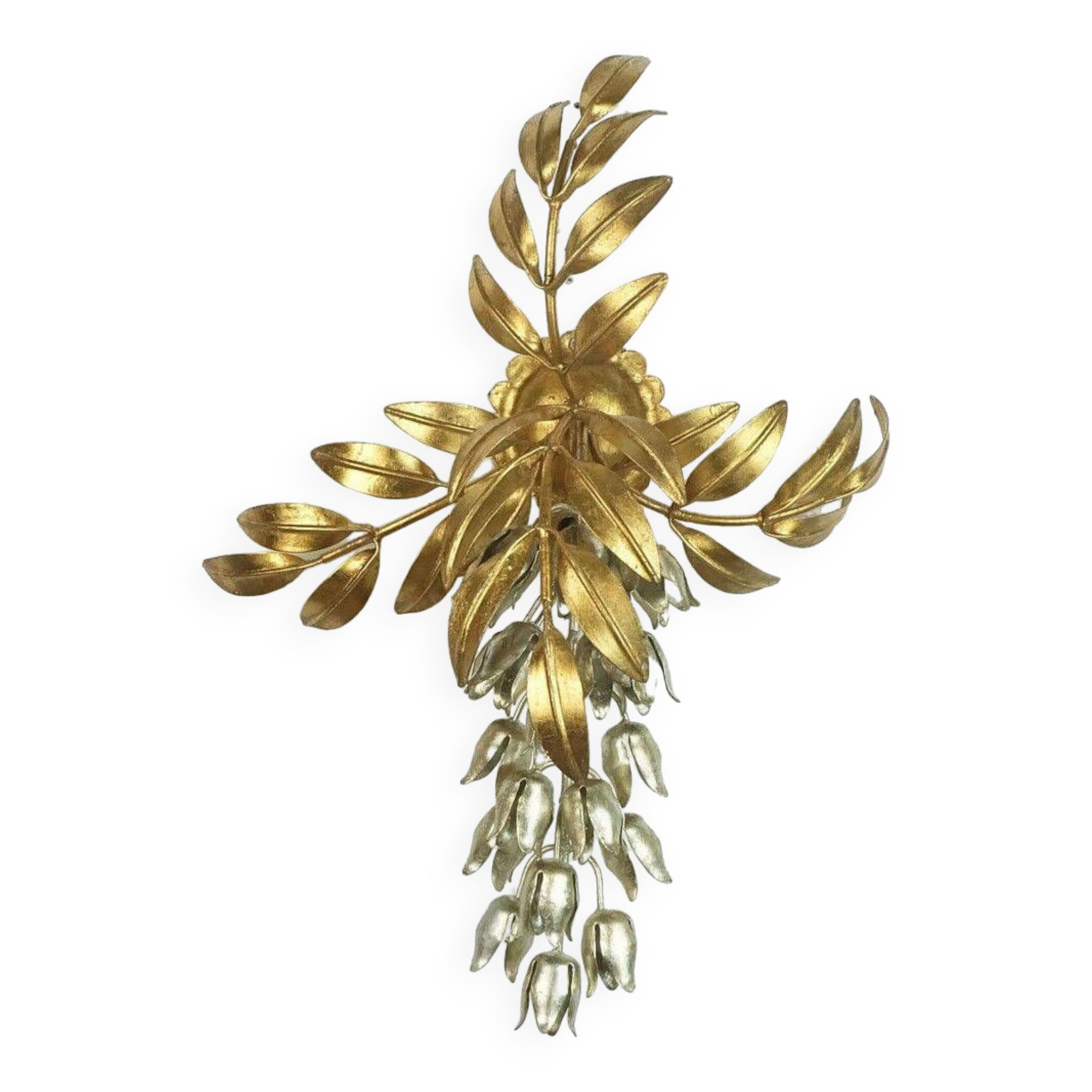 Hans koegl vintage florentine wall lamp sconce metal pioggia d'oro hollywood regency style