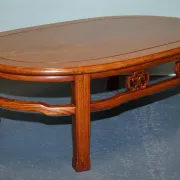 Vintage Oriental Low Table in Carved Brown Teak, China