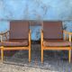 Pair of vintage armchairs with compass legs, "Boomerang" model by THO editions.