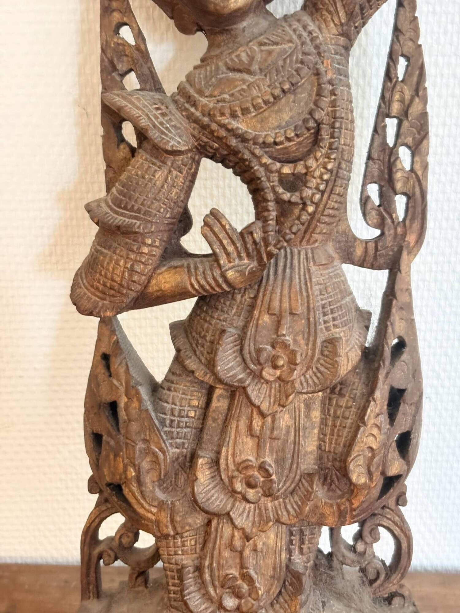 Carved Wood Panel Apsara Dancer Thailand Bali Mural Mukata Devata 19th Century