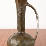 Art Nouveau vase in solid pewter with bronze patina by Louis Chalon 1910.