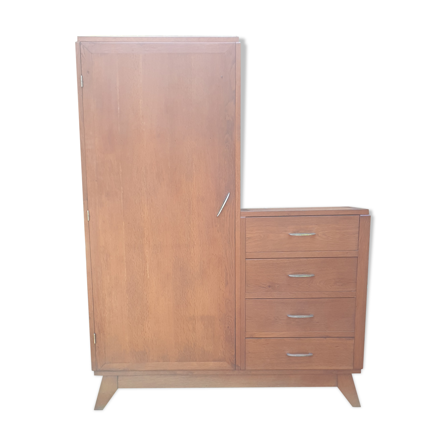 Asymmetrical oak cabinet