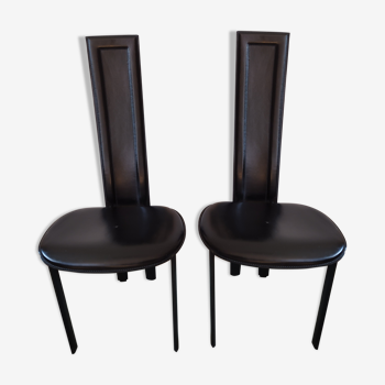 Pair of chairs Alice Giorgio Cattelan black leather