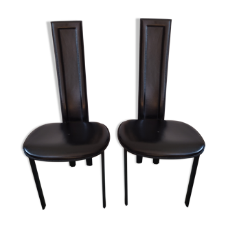 Pair of chairs Alice Giorgio Cattelan black leather