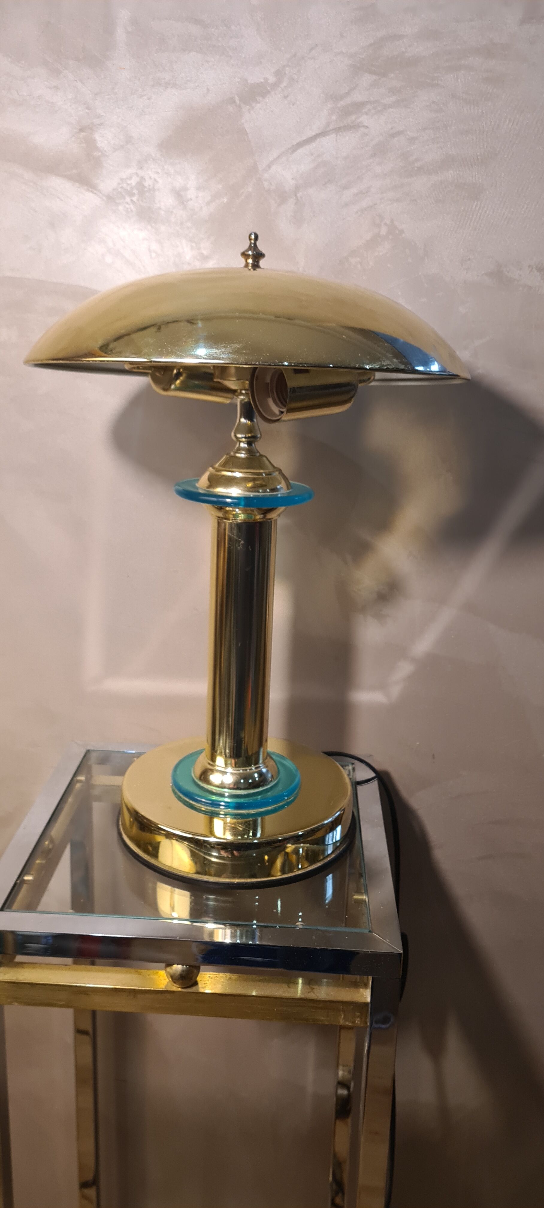 Lampe chrome et or 1980