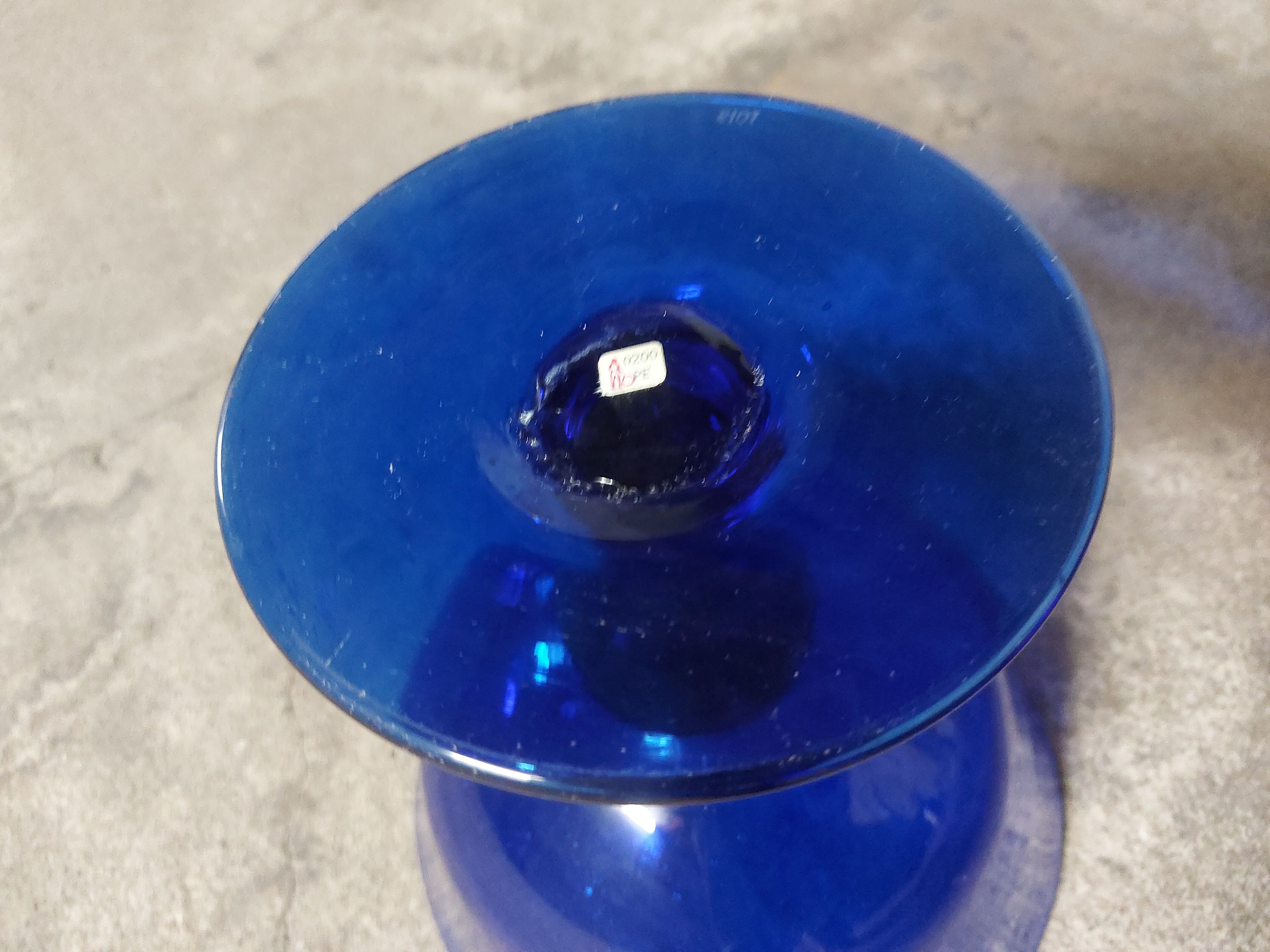 Glass cup of Biot, cobalt blue