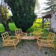 4 fauteuils en bambou et table basse vintage