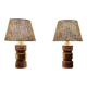 Vintage Bergboms Bitossi table lamps, ceramic with copper glaze, Sweden 1960s.