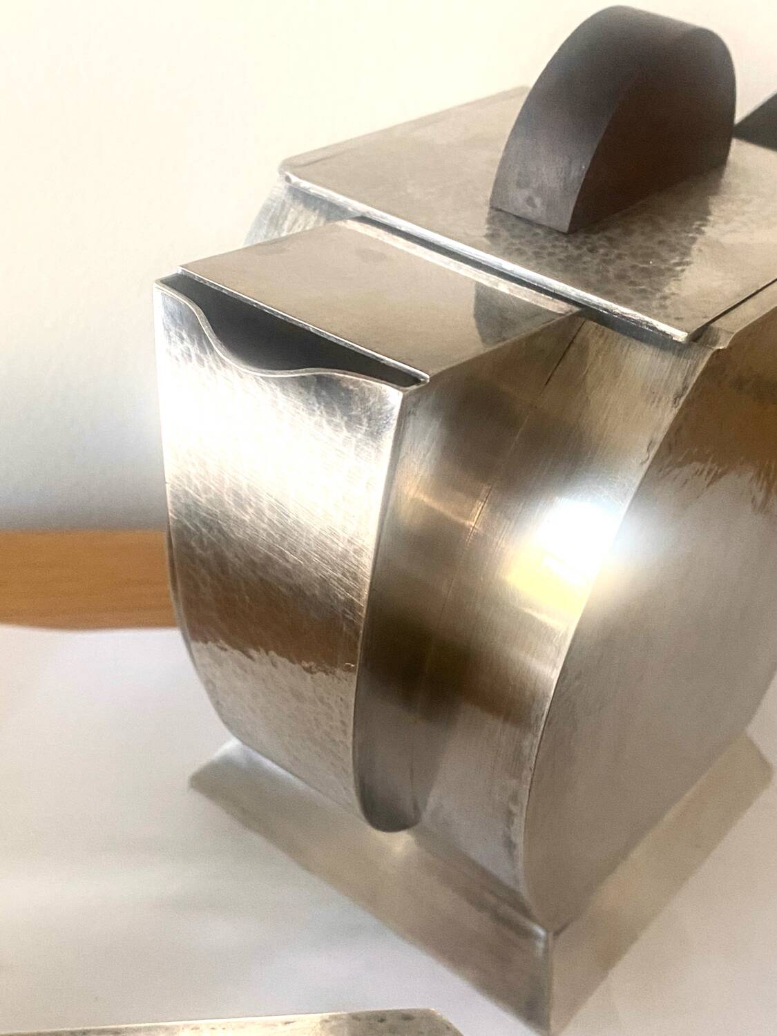 Art Deco tea coffee service 1930s hammered silver metal wood Antique Ant