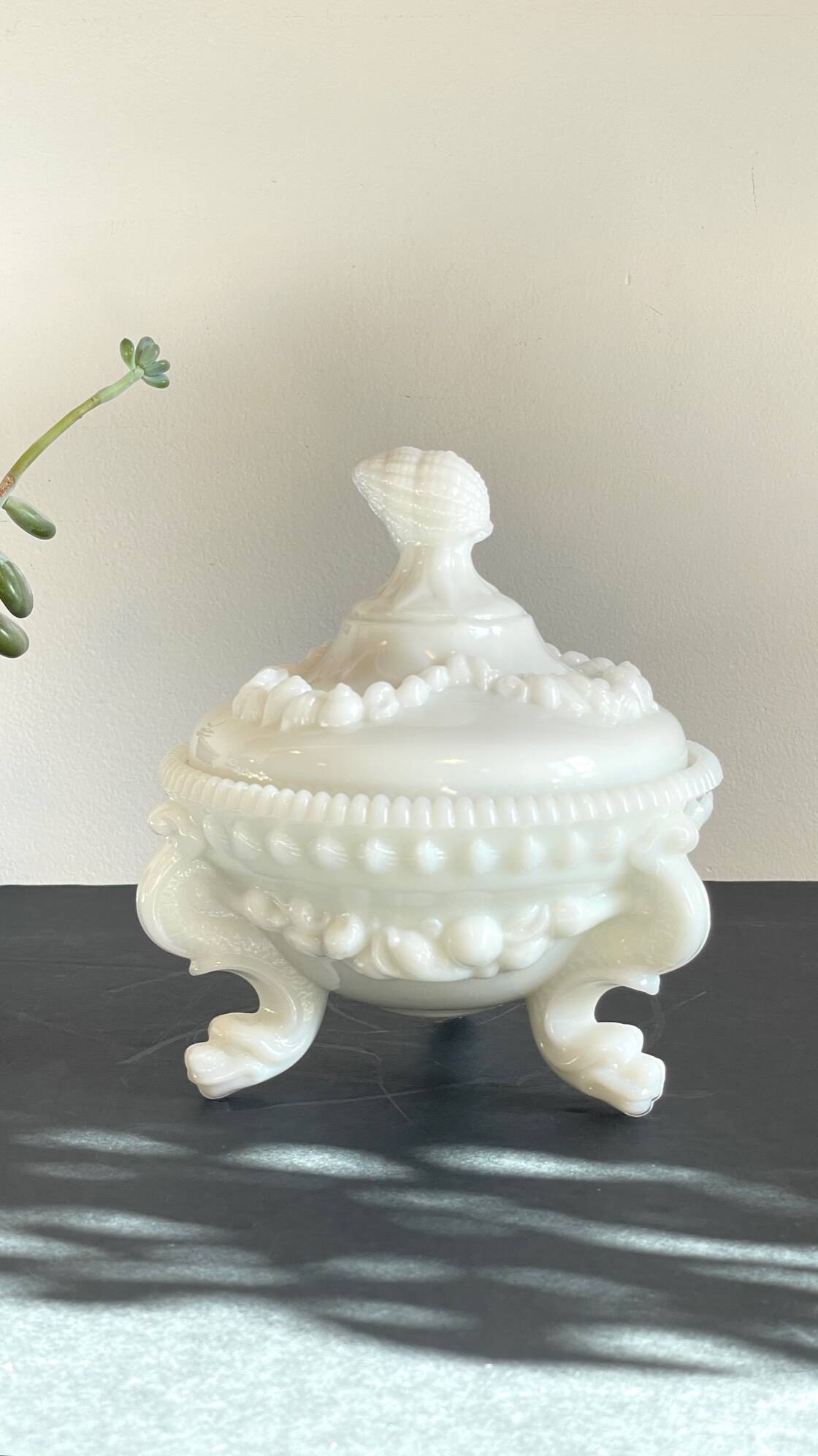 Vintage opaline glass candy dish