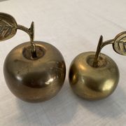 Duo of bronze apples vintage paperpress from the 60s-70s