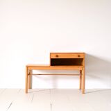 Scandinavian oak bench with drawer