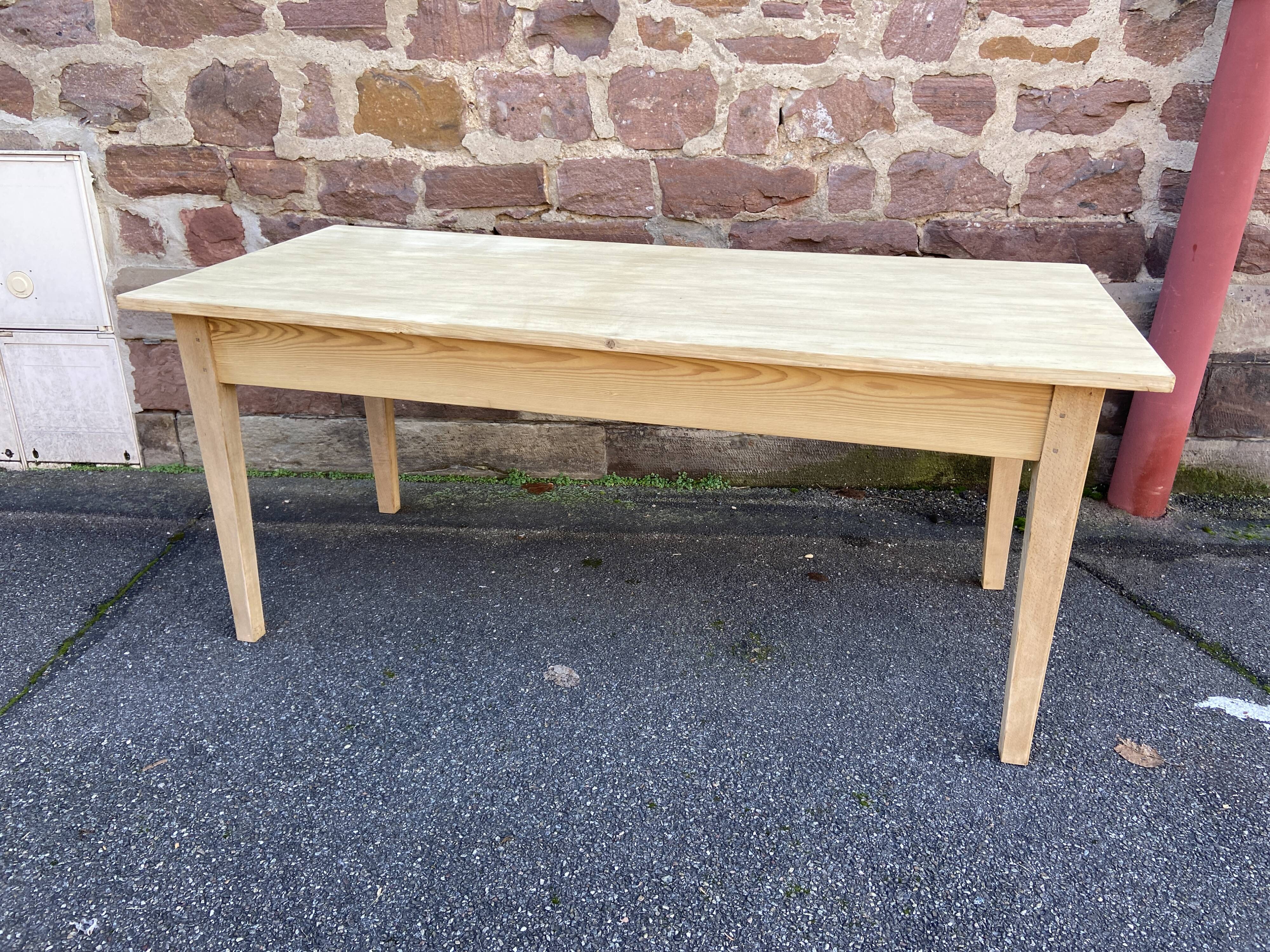 large farm table 175 cm in fir 1900 brewery raw natural wood