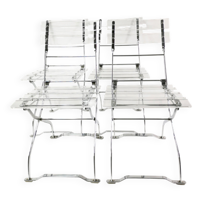 Ensemble de chaises pliantes design, Maison & Jardin Paris, années 1970.