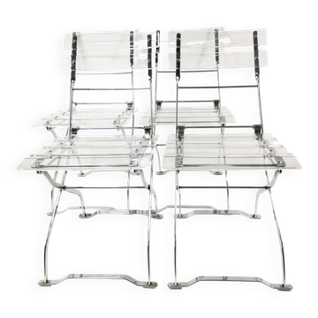 Set of designer folding chairs, Maison & Jardin Paris, 1970s