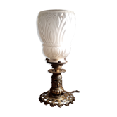 Lampe calice pied bronze et laiton tulipe 1900