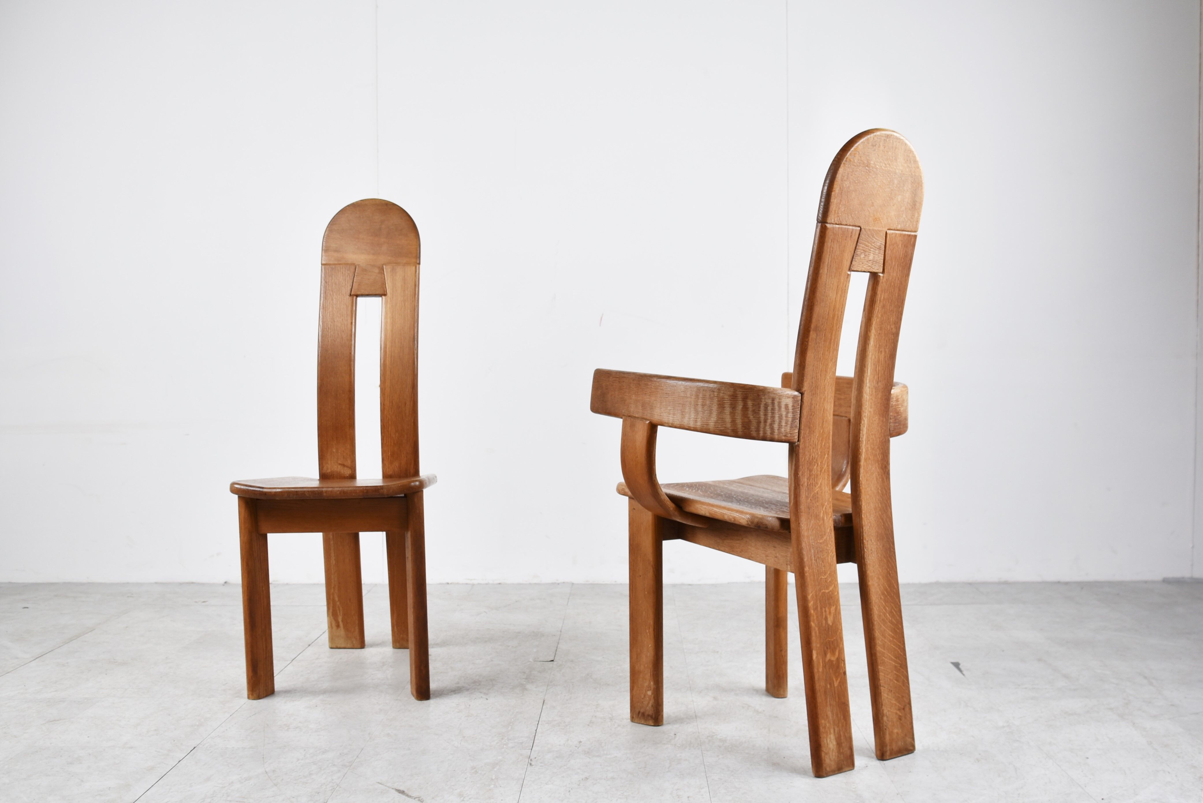 Vintage brutalist dining chairs by De Puydt, 1960s