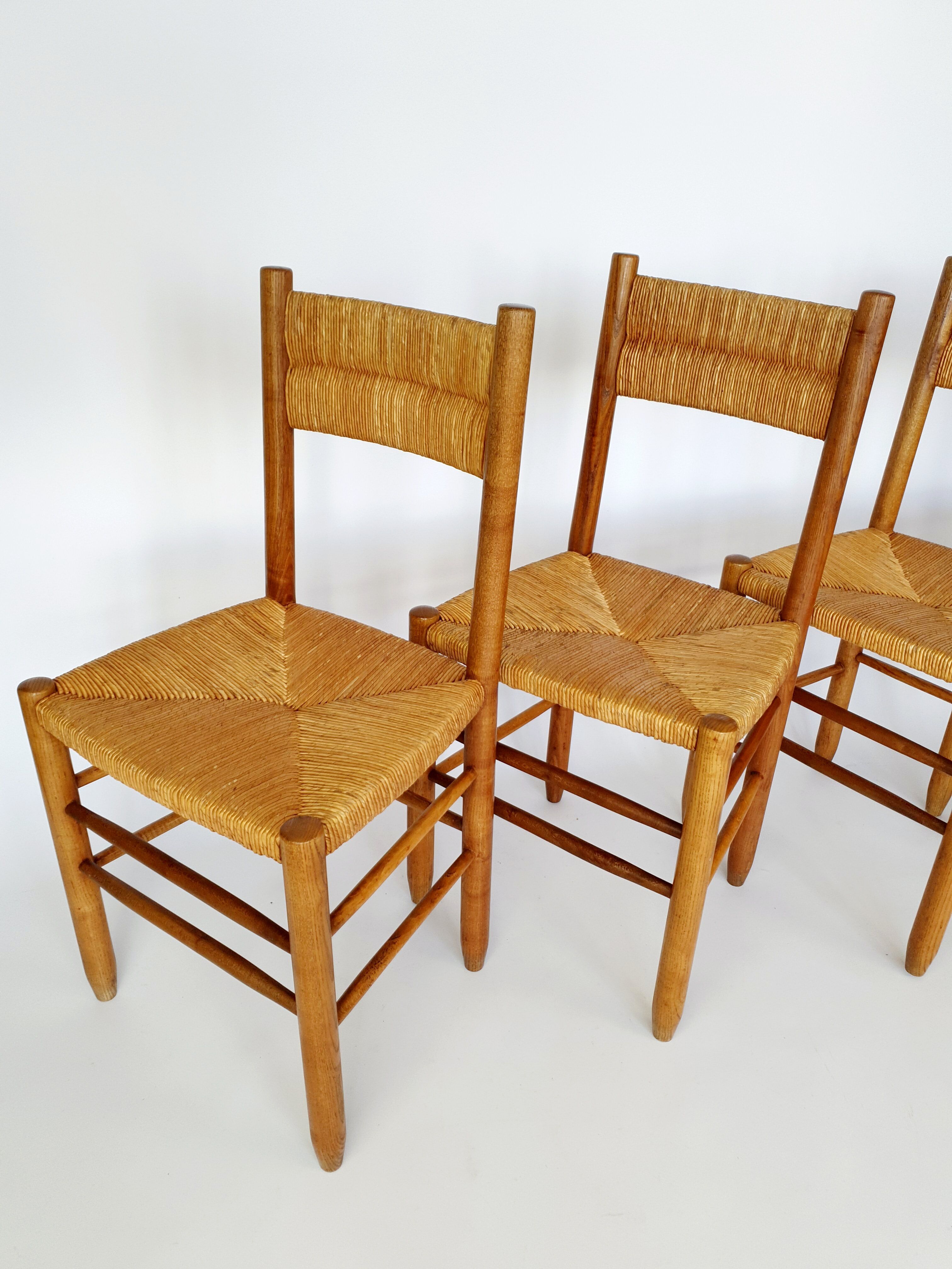 Set of 4 antique chairs, seats and mulched backrests