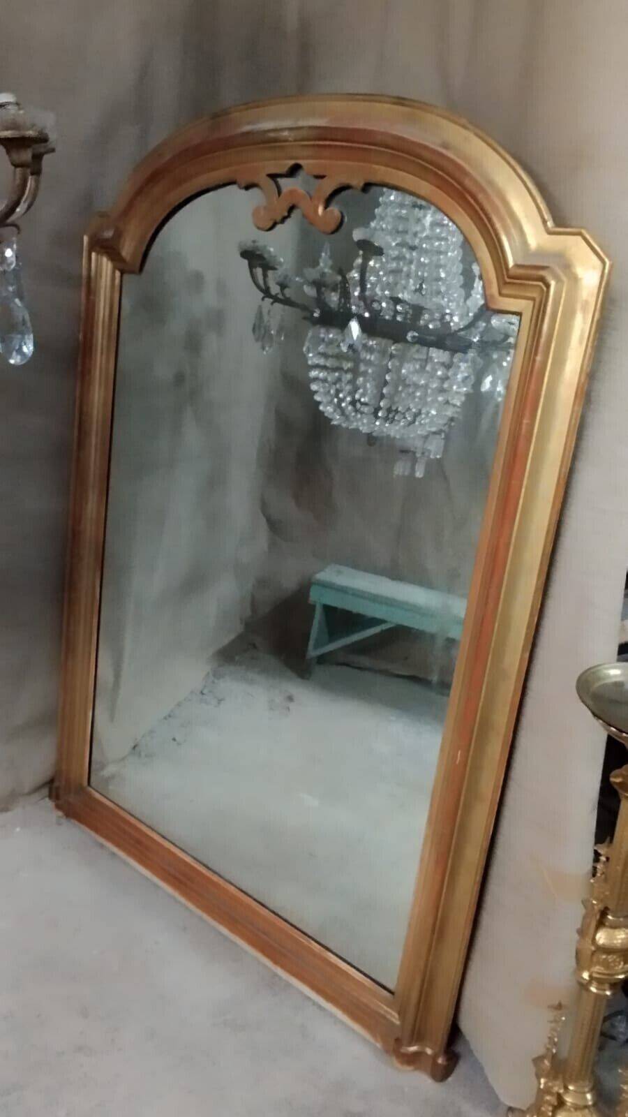 Grand miroir italien à la feuille d'or du 19ème siècle