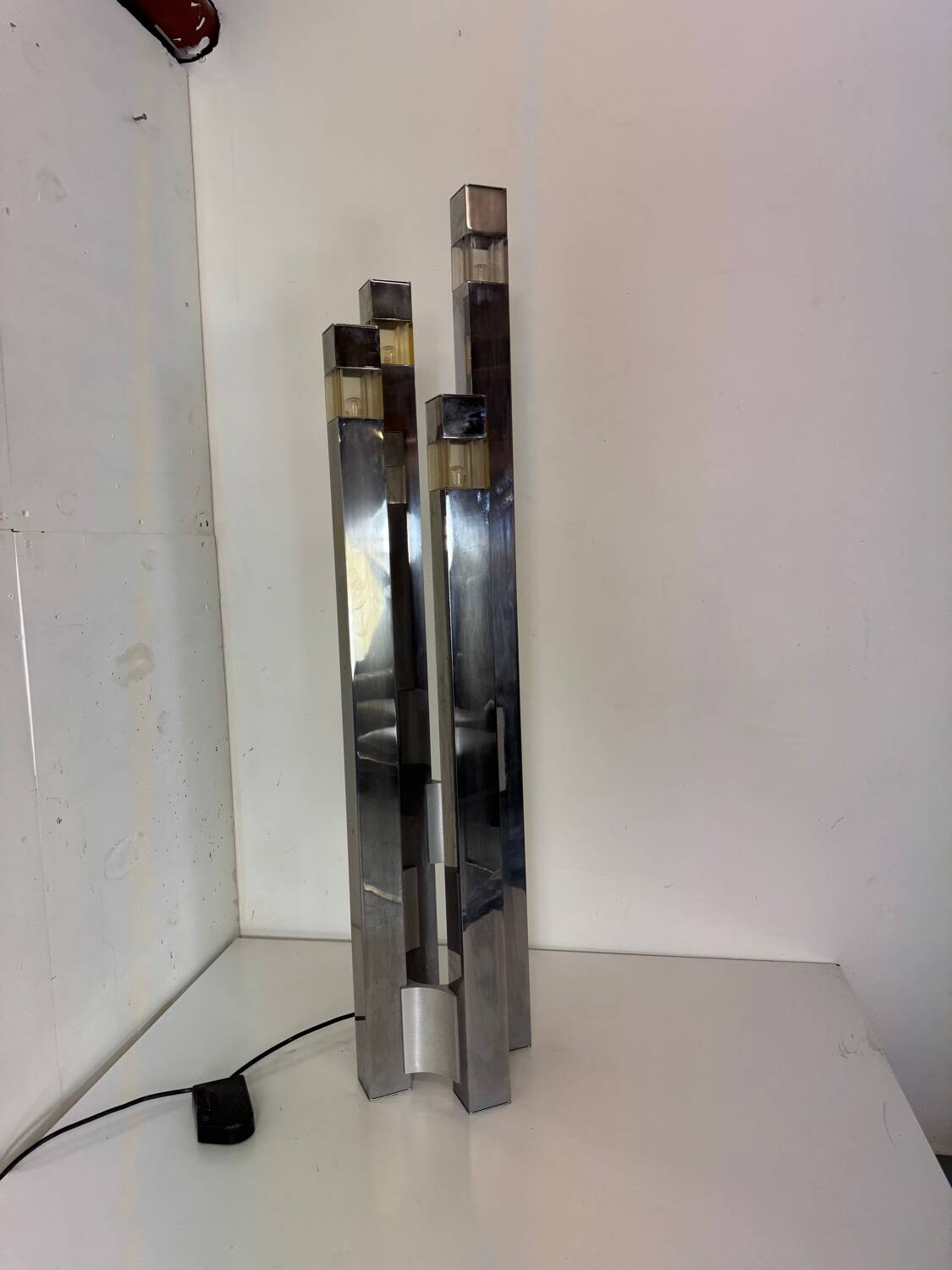 Mid-Century Modernist Italian Architectural Sciolari Cubic Floor Lamp by G